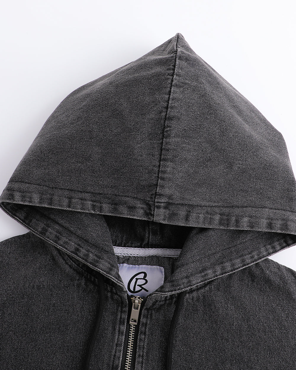 Embroidered Denim Hoodie