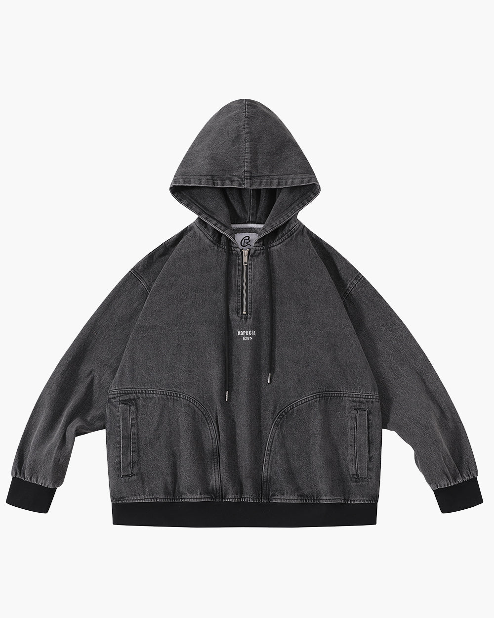 Embroidered Denim Hoodie